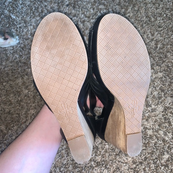 Cole Haan Black Leather Strap Wedges Size 7 - Picture 8 of 8